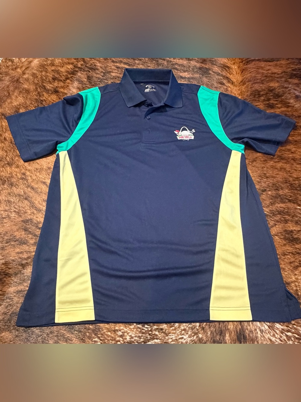 Monterey Club Dry Swing Golf Shirt Pin High Embroidery Blue Mens Size Large